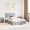 vidaXL Lit de Rangement Gris b&eacute;ton 135 x 190 cm Bois d'ing&eacute;nierie