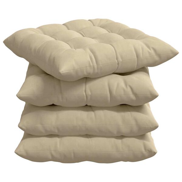 vidaXL Coussins de siège 4 pcs Crème 40 x 40 x 6 cm Microfibre
