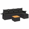 vidaXL Salon de jardin 6 pcs avec coussins noir r&eacute;sine tress&eacute;e