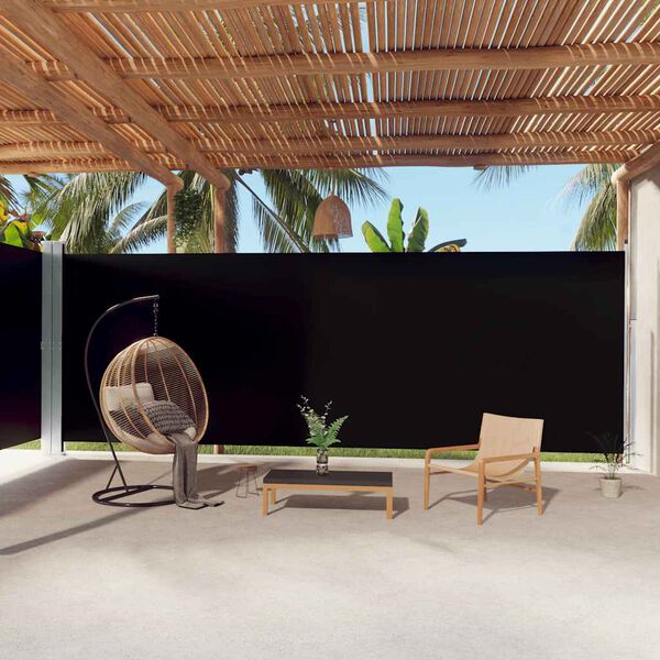 vidaXL Auvent lat&eacute;ral r&eacute;tractable Noir 220x1000 cm