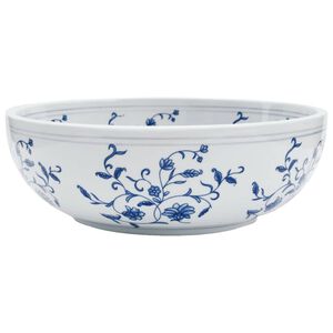 vidaXL Vasque &agrave; poser blanc et bleu rond &Phi;41x14 cm c&eacute;ramique