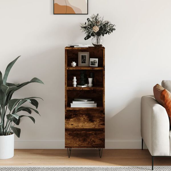 vidaXL Buffet haut Ch&ecirc;ne fum&eacute; 40x36x110 cm Bois d'ing&eacute;nierie