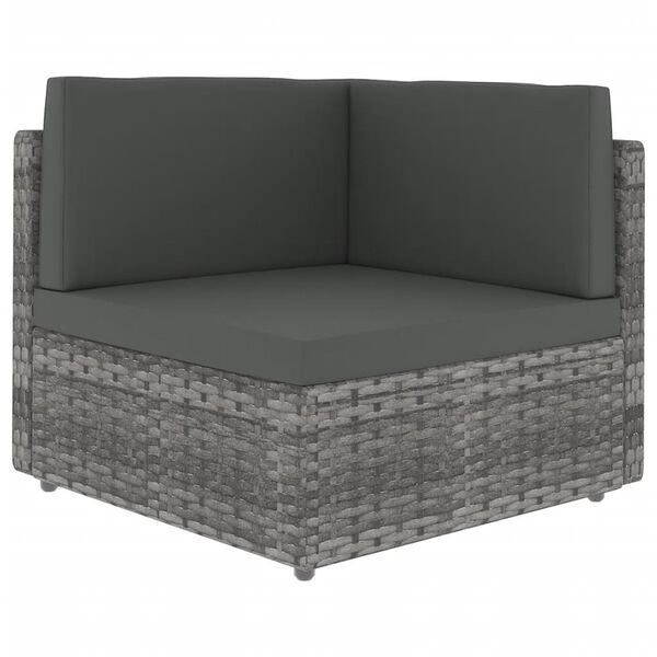 vidaXL Salon de jardin 7 pcs avec coussins Gris R&eacute;sine tress&eacute;e