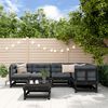 vidaXL Salon de jardin 6 pcs avec coussins noir bois massif