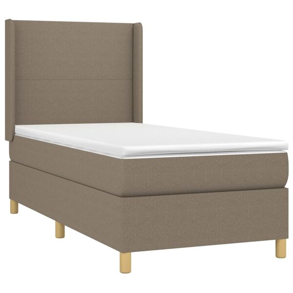 vidaXL Sommier &agrave; lattes de lit avec matelas Taupe 90x200 cm Tissu