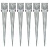 vidaXL Piquets au sol 6 pcs Argent&eacute; 14x14x91 cm Acier galvanis&eacute;