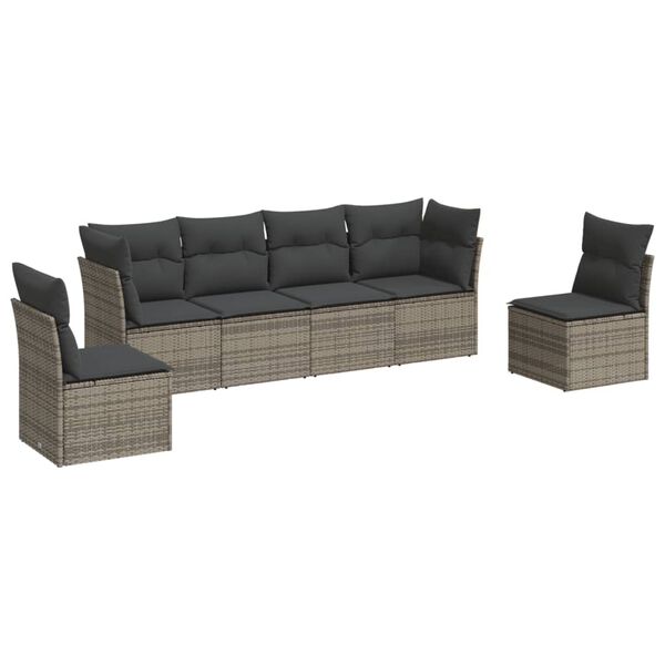 vidaXL Salon de jardin 6 pcs avec coussins gris r&eacute;sine tress&eacute;e