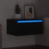 vidaXL Table de chevet murale avec lumi&egrave;res LED ch&ecirc;ne noir
