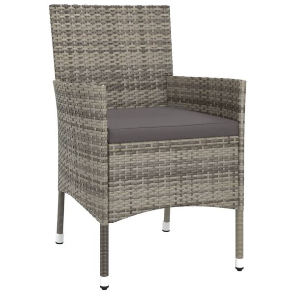 vidaXL Ensemble de bistro de jardin 5 pcs coussins gris poly rotin