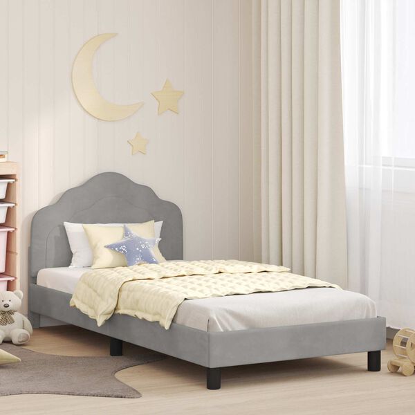 vidaXL Cadre de lit pour enfants avec t&ecirc;te de lit Gris clair