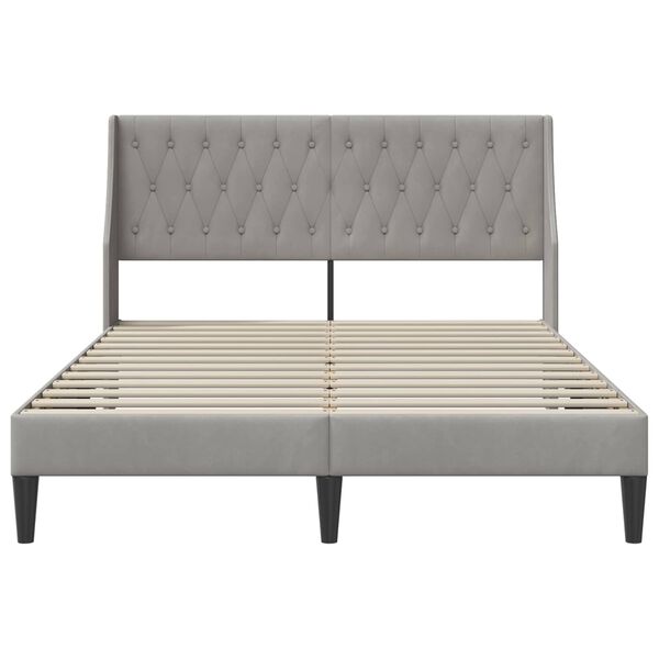 vidaXL Cadre de lit avec t&ecirc;te de lit Gris clair 140 x 190 cm Velours