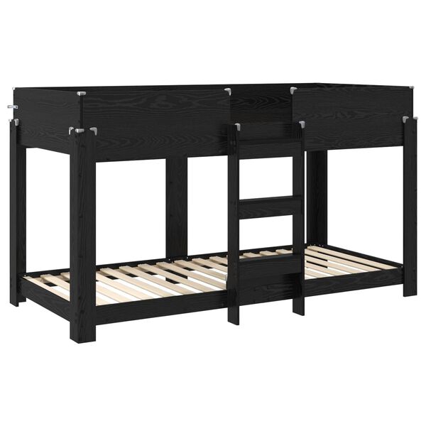 vidaXL Lit Superpos&eacute; pour Enfants avec matelas Ch&ecirc;ne noir 90 x 200 cm
