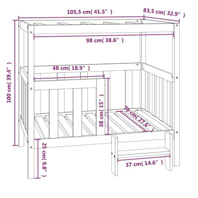 vidaXL Lit pour chien Noir 105,5x83,5x100 cm Bois de pin solide