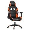 vidaXL Chaise de jeu avec repose-pied Noir et orange Similicuir