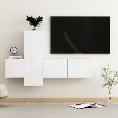 vidaXL Ensemble de meubles TV 3 pcs Blanc brillant Bois d'ingénierie