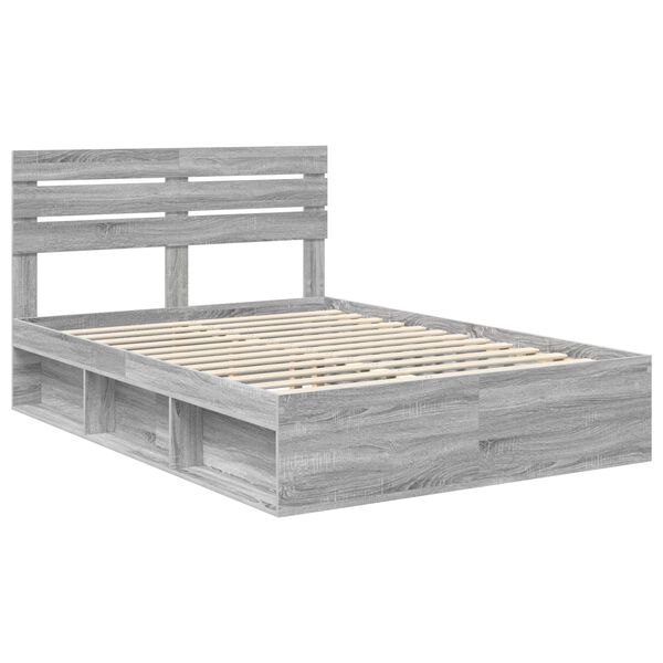 vidaXL Cadre de lit Gris Sonoma 140 x 190 cm Pin massif