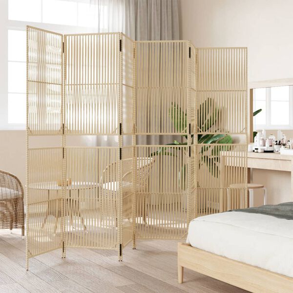 vidaXL Cloison de s&eacute;paration 6 panneaux beige r&eacute;sine tress&eacute;e