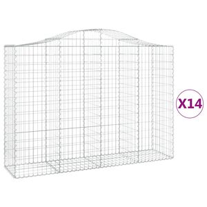 vidaXL Paniers &agrave; gabions arqu&eacute;s 14 pcs 200x50x140/160 cm Fer galvanis&eacute;