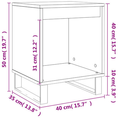 vidaXL Table de chevet Noir 40x35x50 cm Bois d’ingénierie