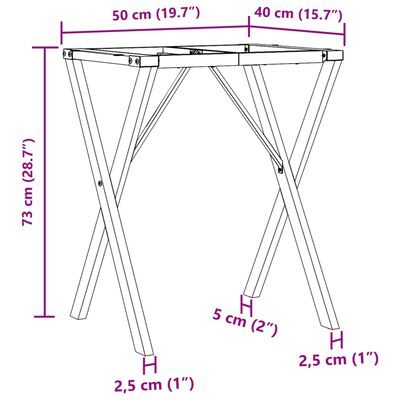 vidaXL Pieds de table à manger cadre en X 50x40x73 cm fonte