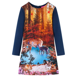 Robe pour enfants &agrave; manches longues bleu marine 116