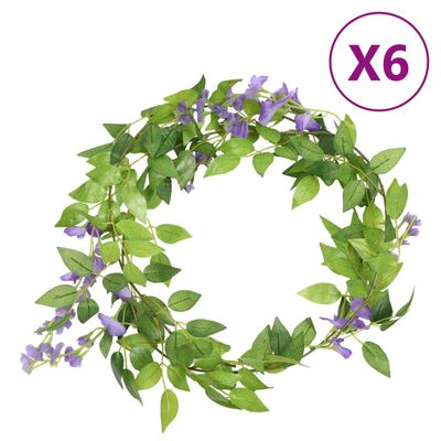 vidaXL Guirlandes de fleurs de Noël 6 pcs violet 200 cm