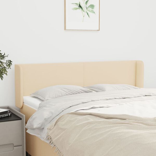 vidaXL T&ecirc;te de lit avec oreilles Cr&egrave;me 147x16x78/88 cm Tissu