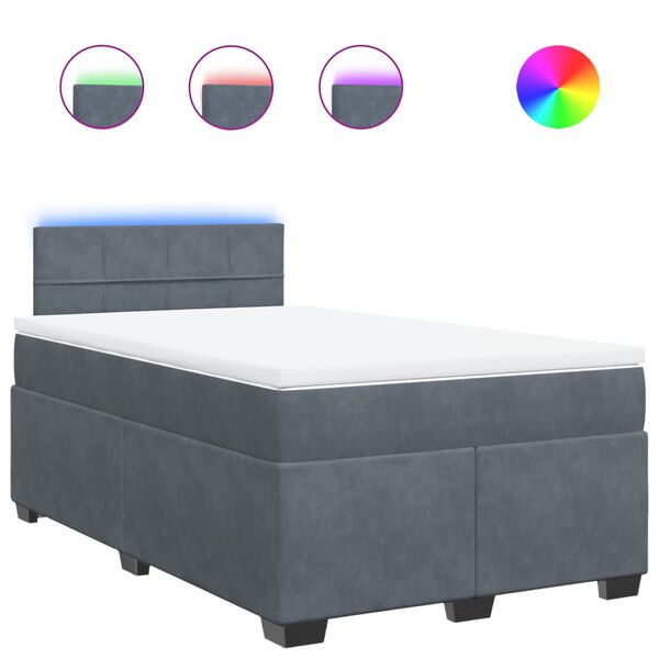 vidaXL Sommier &agrave; lattes de lit et matelas Gris fonc&eacute; 120x200cm Velours