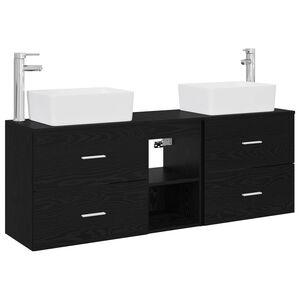 vidaXL Ensemble d'armoire de salle de bain 3 pc Noir 136 x 35 x 80 cm