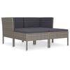 vidaXL Salon de jardin 4 pcs avec coussins r&eacute;sine tress&eacute;e gris