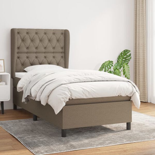 vidaXL Sommier &agrave; lattes de lit avec matelas Taupe 80x200 cm Tissu
