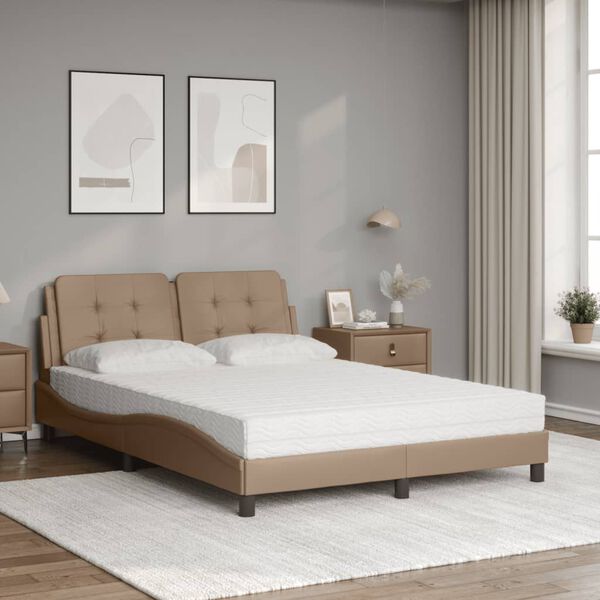 vidaXL Cadre de lit sans matelas Zadar cappuccino 140x190 cm similicuir