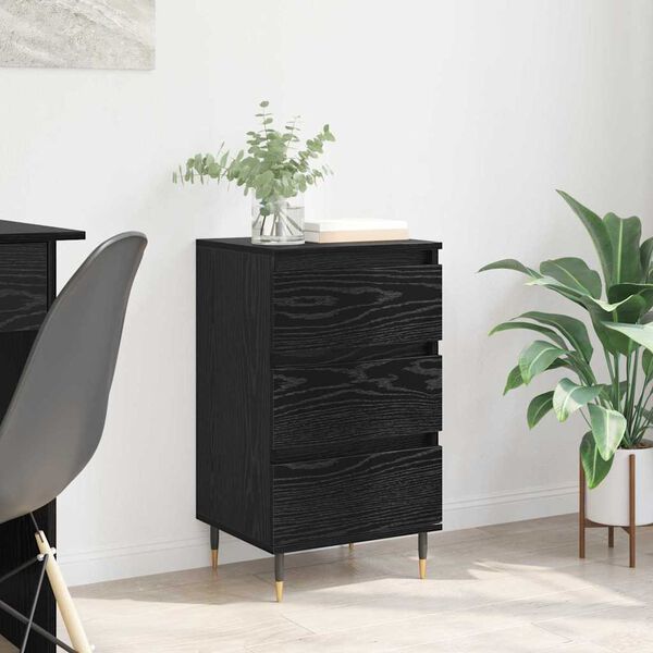 vidaXL Buffet avec tiroir Ch&ecirc;ne noir 35 x 40 x 70 cm Bois d'ing&eacute;nierie