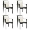vidaXL Ensemble &agrave; manger de jardin coussins 5pcs Noir R&eacute;sine tress&eacute;e