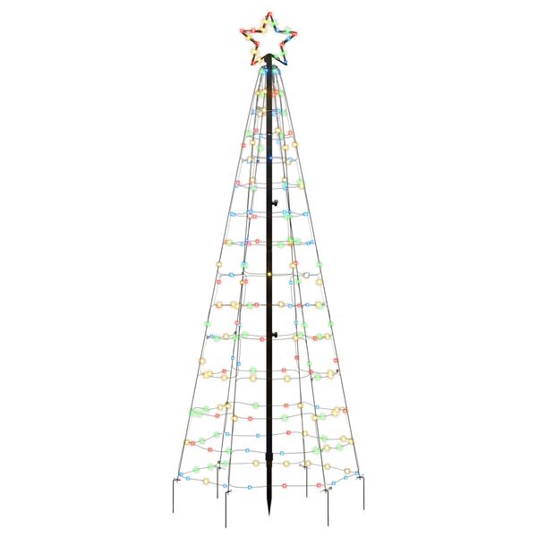 vidaXL Sapin de No&euml;l &agrave; LED avec piquets 220 LED color&eacute;es 180 cm