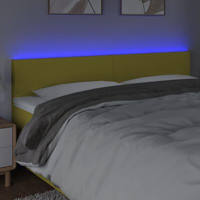 vidaXL Tête de lit à LED Vert 200x5x78/88 cm Tissu