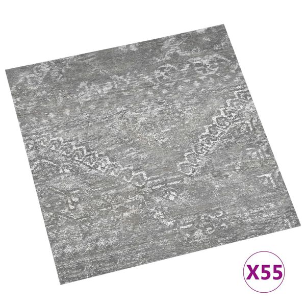 vidaXL Dalles de plancher autoadh&eacute;sives 55 pcs PVC 5,11 m&sup2; gris b&eacute;ton