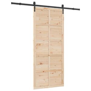 vidaXL Porte coulissante Naturel 80 x 208 cm Bois de pin massif