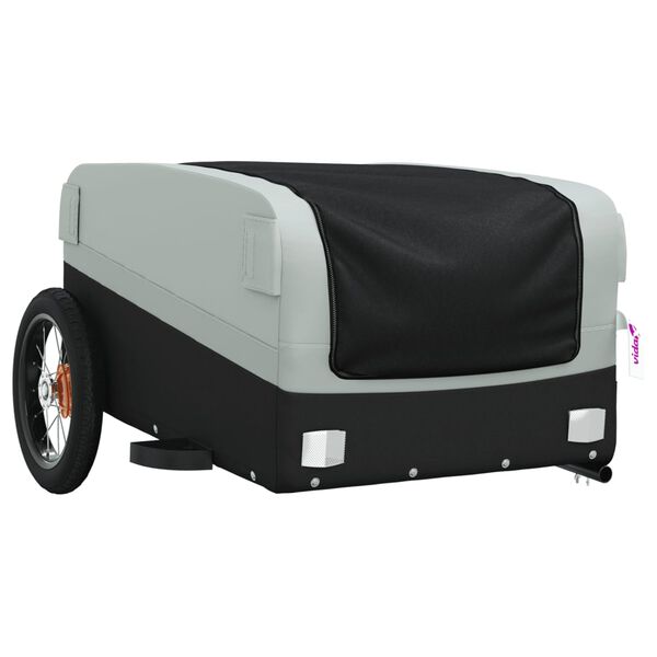 vidaXL Remorque de v&eacute;lo noir et gris 30 kg fer