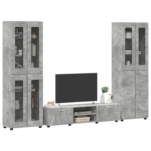 vidaXL Ensemble meuble TV avec tiroir Gris b&eacute;ton Bois d'ing&eacute;nierie