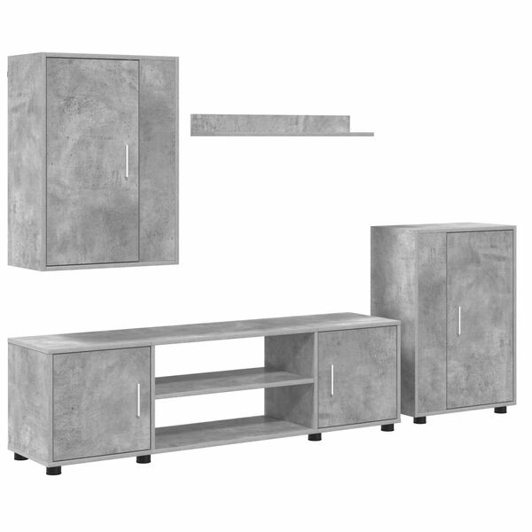 vidaXL Ensemble meuble TV 4 pcs Gris b&eacute;ton Bois d'ing&eacute;nierie
