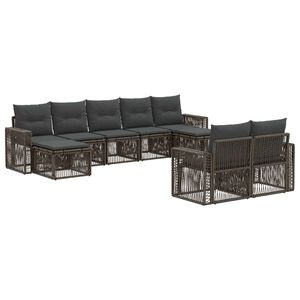 vidaXL Ensemble de canap&eacute; de jardin 9 pc Gris et Gris fonc&eacute; polyrotin