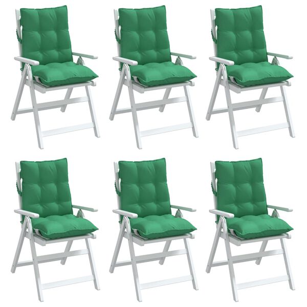 vidaXL Coussins de chaise &agrave; dossier bas lot de 6 vert tissu oxford