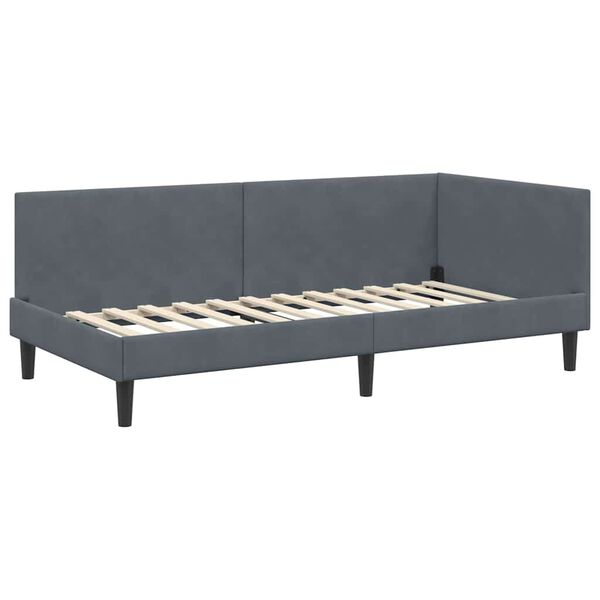 vidaXL Cadre de lit d'angle avec t&ecirc;te de lit Gris fonc&eacute; 80 cm x 200 cm