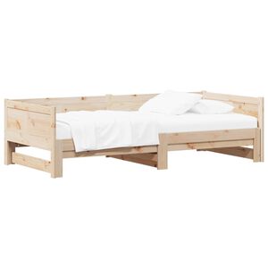 vidaXL Lit Pull-out de Jour Naturel 180 x 200 cm Pin massif