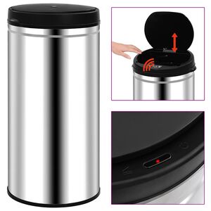 vidaXL Poubelle &agrave; capteur automatique 70 L Acier inoxydable