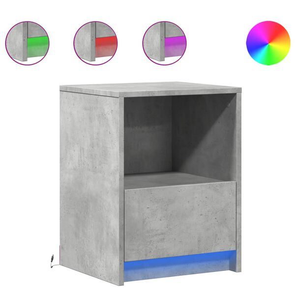 vidaXL Armoires de chevet et lumi&egrave;res LED 2 pcs gris b&eacute;ton