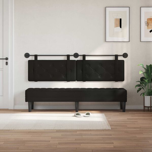 vidaXL T&ecirc;te de lit suspendue Noir 190 x 55 x 5 cm Simili cuir