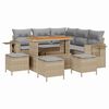 vidaXL Ensemble de canap&eacute; de jardin 9 pc Beige polyrotin