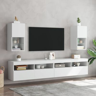 vidaXL Meuble TV avec lumières LED blanc 30,5x30x60 cm